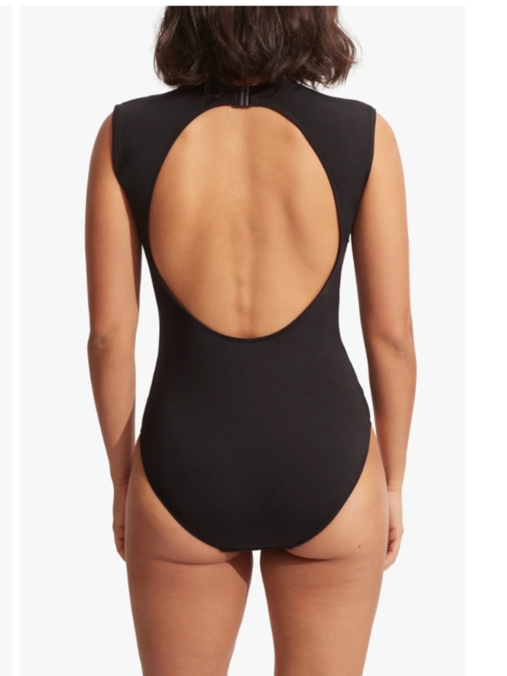 VACATION 🆕 SEAFOLLY BLACK CAP SLEAVE BLACK ONE PIECE - Picture 11 of 12